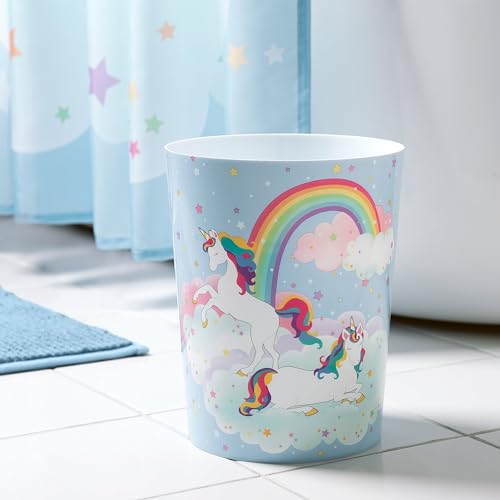 Unicorn & Rainbow Plastic Wastebasket Compact Size 1.56 Gallons (Unicorn)