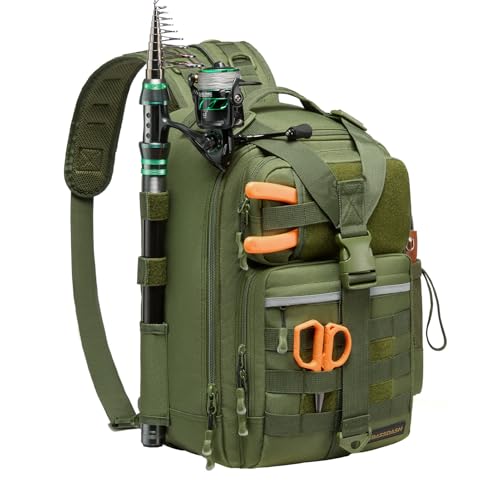 Convertible Fishing Backpack Sling Bag with Rod Holder