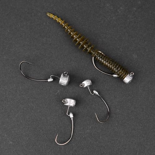 20Pack Weedless Ned Rig Jig Heads with Molded Bait Keeper for Bass Fishing (Natural / 1/16oz)