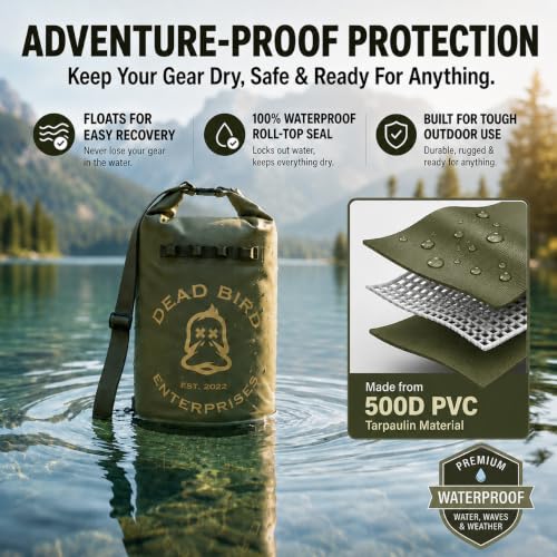 Waterproof 20L Dry Bag (Military Green / 20 Liter)