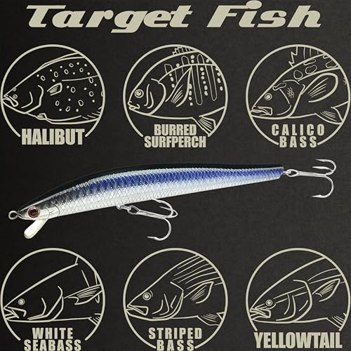 FlashMinnow 125 YAWARA Saltwater Fishing Lure (With Scale / 7635 KL Zebra Purple Anchovy / 125FW)