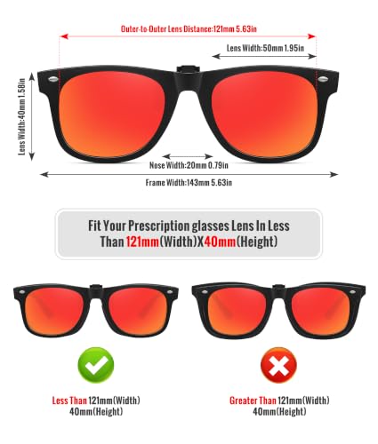 Polarized Clip On Sunglasses for Men Women (3pack-balck+blue Mirrored+red Mirrored)