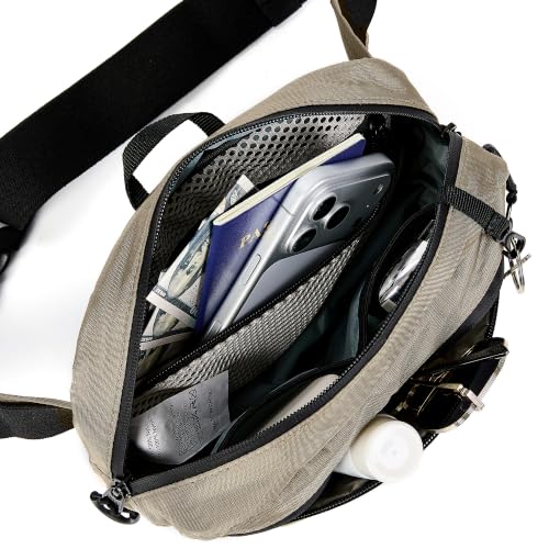 RFID Blocking Fanny Packs for Women and Men Waterproof Crossbody Waist Pack (Khaki)