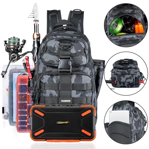 Fishing Backpack (Black Bag With 2 Boxes (No Rod))