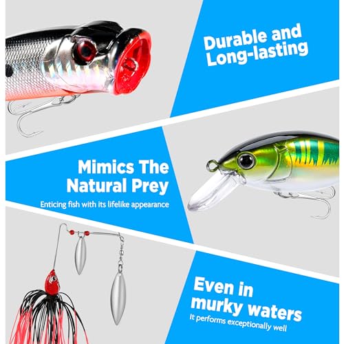 Fishing Lures Tackle Box Gifts for Men (68pcs Fishing Accessories Kit)