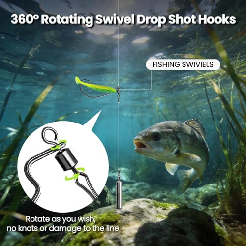 30 60Pcs Swivel Drop Shot Hooks Kit