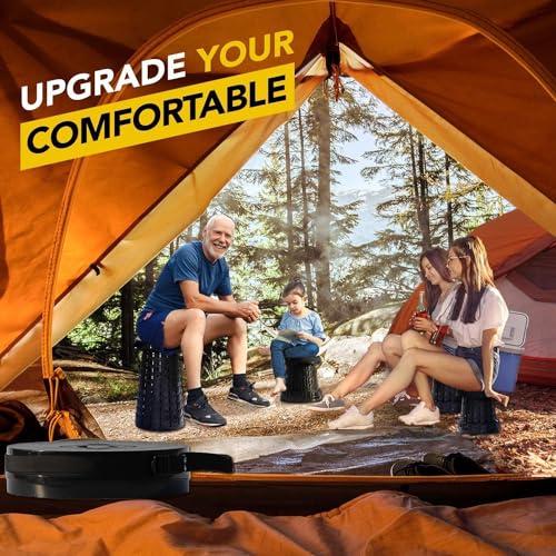 Collapsible Stool with Cushion for Adults (Black / XX-Large)