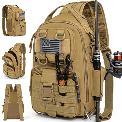 Fishing Sling Bag Backpack (Standard / Sling Backpack / Khaki)