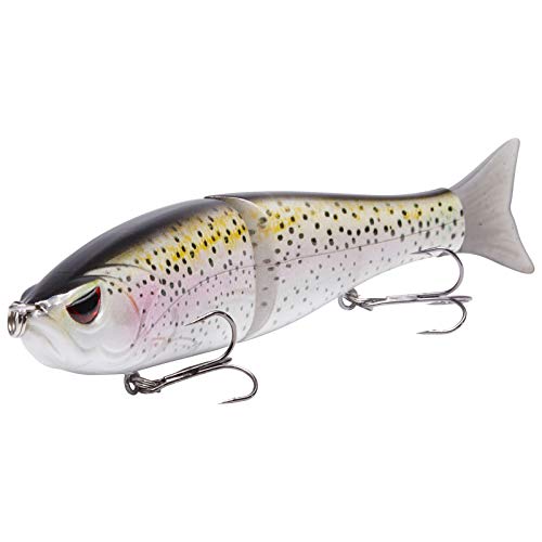 SwimShad Glide Baits Jointed Swimbait Bass Pike Salmon Trout Muskie Fishing Lure (Rainbow Trout / 7in/2.2oz)