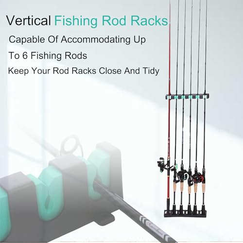 Fishing Rod Rack Holders Wall (Vertical Green, 1 Pair)