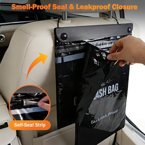 50 Count Disposable Car Trash Bags (50 Count(Black))