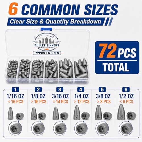 72PCS Bullet Weights (72 Pcs / 6 Size)