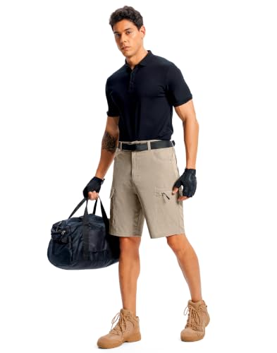 Men's Hiking Cargo Shorts 9" Lightweight Quick Dry 6 Pockets Khaki (XX-Large / Khaki)
