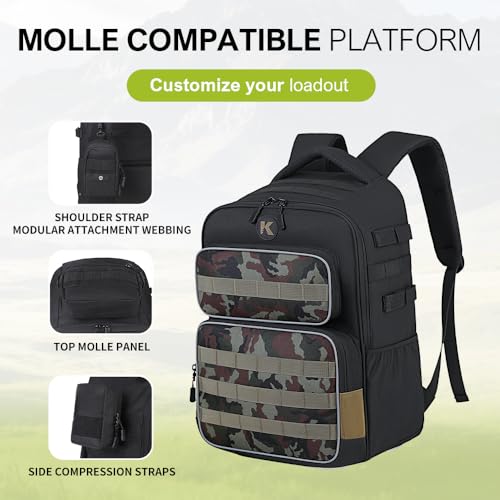 Fishing Backpack with Rod Holder Lightweight Water Resistant Tackle Backpack for Freshwater or Saltwater Large Storage High (DYB-35L-002 / 35L)