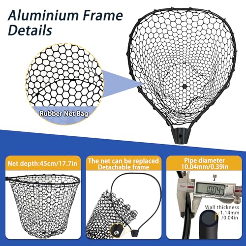 Telescoping Rubber Fishing Net with Handle 64"