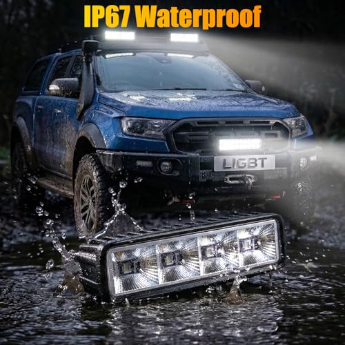 2PCS 6 Inch LED Light Bar 96W 4000LM 12V (96W Black Housing)