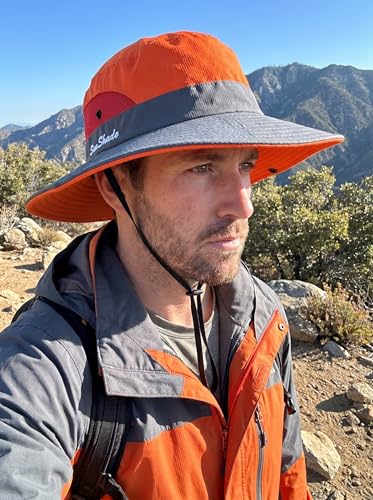 Wide Brim Sun Hat for Men Women (One Size / Orange & Grey)