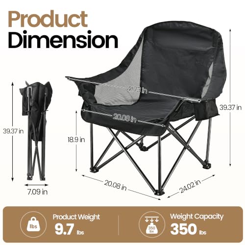 2 Pack Oversized Camping Chairs for Adults & Teens