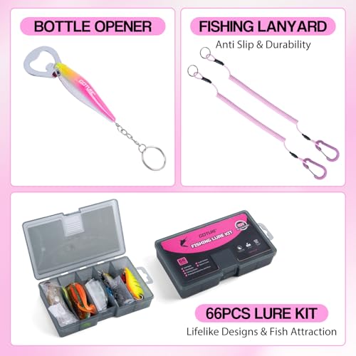 Pink Fishing Rod and Reel Combo (Pink Pole - Sparkling Sling Bag with 3600 Trays / 9FT/2.7M)