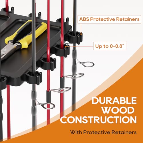 Fishing Rod Holder Rack with 360° Rotating Base (Upgraded Black)