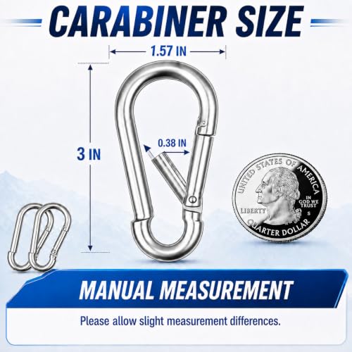 60PCS M8 Heavy Duty Carabiner Clip (Silver / 60PCS-M8)