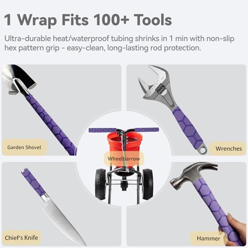 Hex Pattern Handle Shrink Tubing for Golf Club (25mm dia. x 5.25 ft long / Purple)