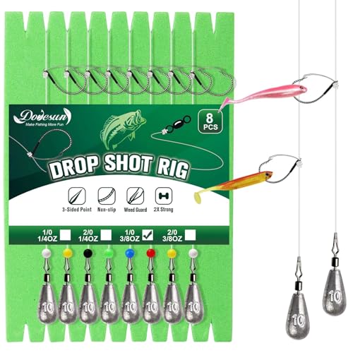 8PCS Ready Tied Drop Shot Rigs for Bass Fishing Drop Shot Hooks Fishing Rig with Drop Shot Weights 1
