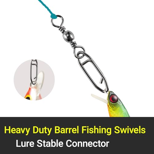 High Strength Fishing Swivels Stainless Clips Steel Snap Swivels Barrel Connector Saltwater Swivel Fishing Rolling Black Nickel (Size 4+M (57lb) 50 pcs)
