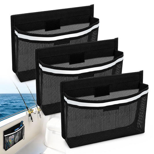 3PCS Boat Storage Mesh Bag (black-L)
