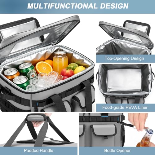60 Can Insulated Soft Sided Collapsible Cooler Bag Ice Chest (Gray / 40L)
