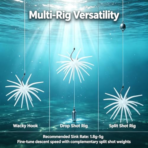 Urchin Baits for Bass Fishing (D-pearl white / 3.5in-20pcs)