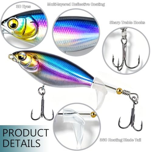 Topwater Fishing Lures with Rotating Tail