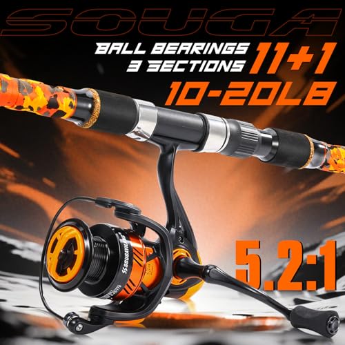 3 Piece Surf Fishing Rod Combo Medium (orange / 10ft-Spinning-3Pc-MH)