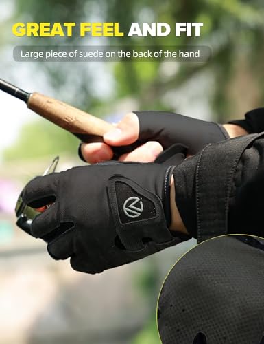 Fishing Gloves 3 Fingerless (Black / Large)