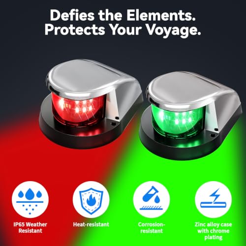 Boat Light Lights for Boat (1 Pack Red and 1 Pack Green)