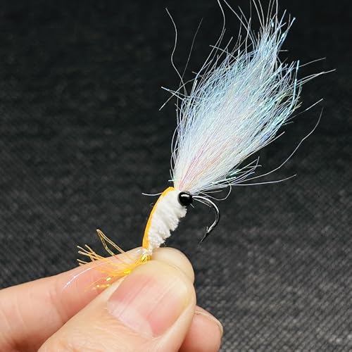 8Pc Bionics Crystal Flash Silk Shrimp Artificial Lures Fly Fishing Flies Saltwater Freshwater Bait Fishing for Bass Trout Salmon Hook Size #6