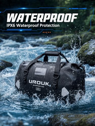 Waterproof Duffel Bag 40L 65L 90L Large Motorcycle Dry Bag Backpack (Carbon Fiber Black / 40L)