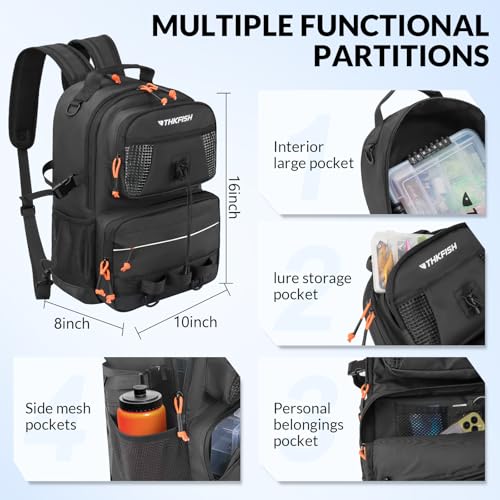 20L Waterproof Fishing Backpack with Tackle Boxes (Black)