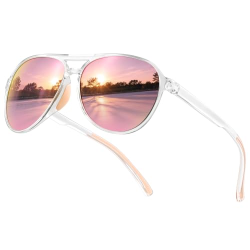 Women's Polarized Aviator Sunglasses Tangle (Clear Pink)