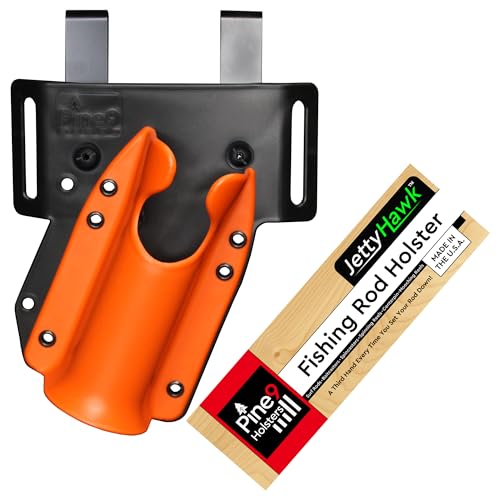 JettyHawk Fishing Rod Hip Holster (Orange w-Black Belt Clip)