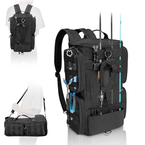 Fishing Tackle Backpack with Rod Holders