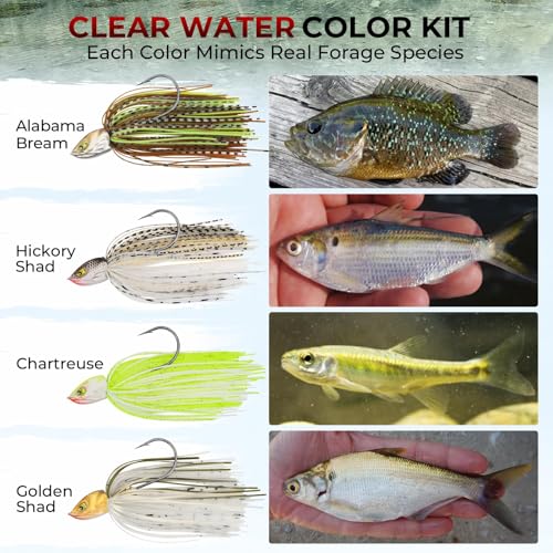 by KastKing Spinnerbait Fishing Lures (Clear Water - Colorado & Willow / 1/2oz)
