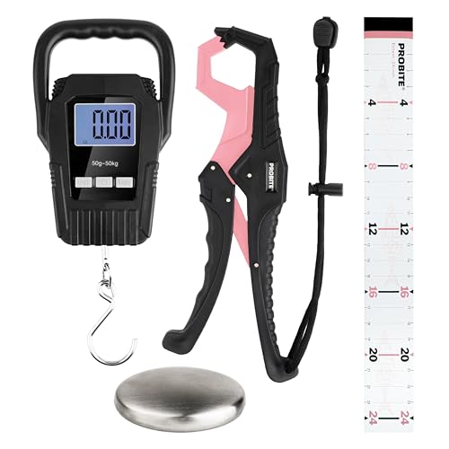 Fishing Tool Kit with Fish Gripper (Black & Pink, 4-in-1 Kit)