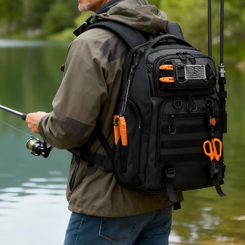 50L Fishing Backpack with 2 Rod Holders Storage (B: 50L Backpack)