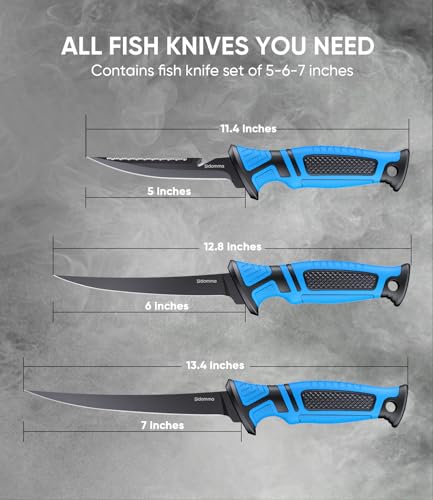 Fillet Knife and Bait Knife Set Performance 5" (Black-Blue)