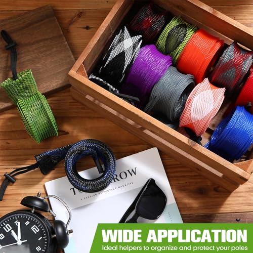 Lengthen Fishing Rod Sleeve Socks Covers Braided Mesh Rod Protector Fishing Tools Accessories for Bait Casting Sea (Dark Color / 83 x 0.12 in)