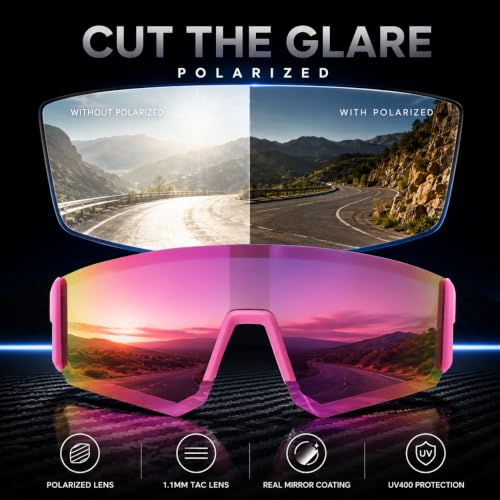 3 Pack Polarized Sports Sunglasses UV400 (A7-white Blue+grey Blue+pink)
