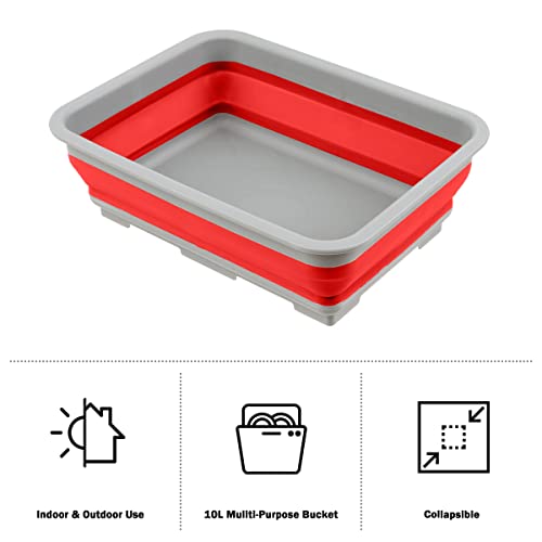 Collapsible Trash Can and Camp Sink Set (Red and Green)