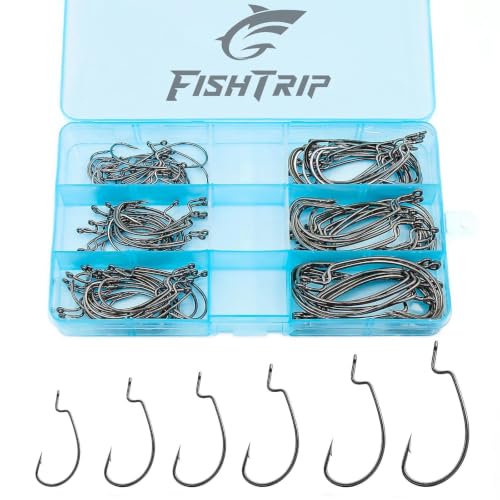 50/100/120pcs EWG Hooks, Worm Hook for Texas Rig Bass Fishing (Black / Mixed Set_120pcs)