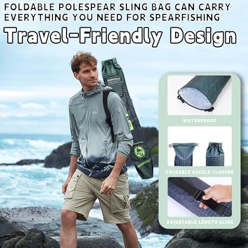 Hawaiian Sling Fishing Spear 7ft Aluminum Pole Spear 3 Prong Sling Spear Fishing Equipment Snorkeling Scuba Diving Gear Polespears Harpoon for Fishing Kayak (Black)
